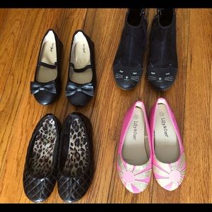 Four pair of size 12 shoes, incl kitten booties!